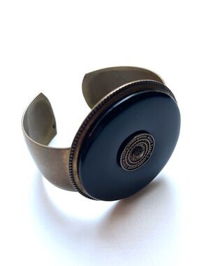 Jan Michaels San Francisco Black Onyx and Bronze Cuff Bracelet